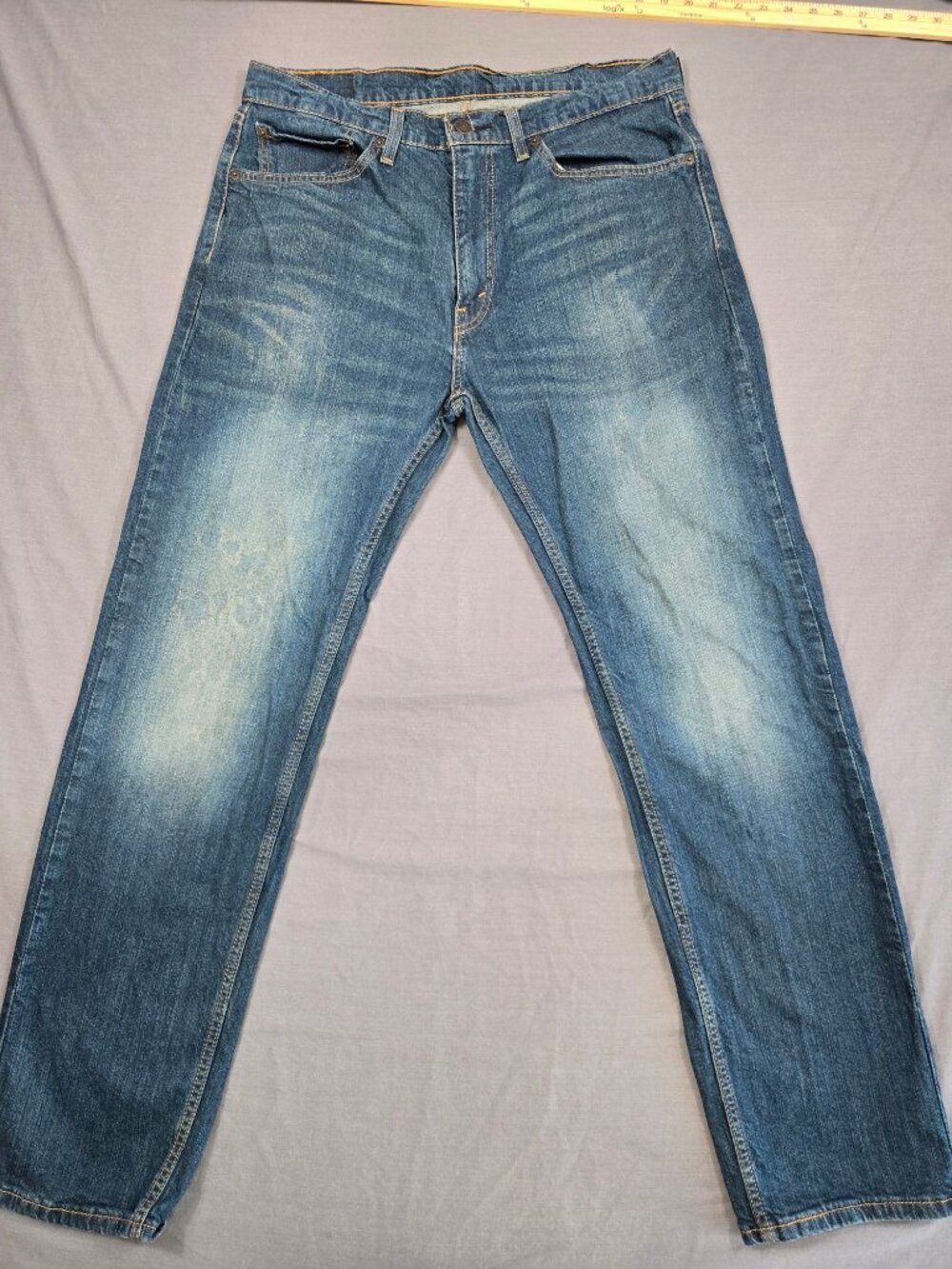 Levis 505 Regular Fit Mens Jeans W34 L32 Medium Wash Denim FLAWED
